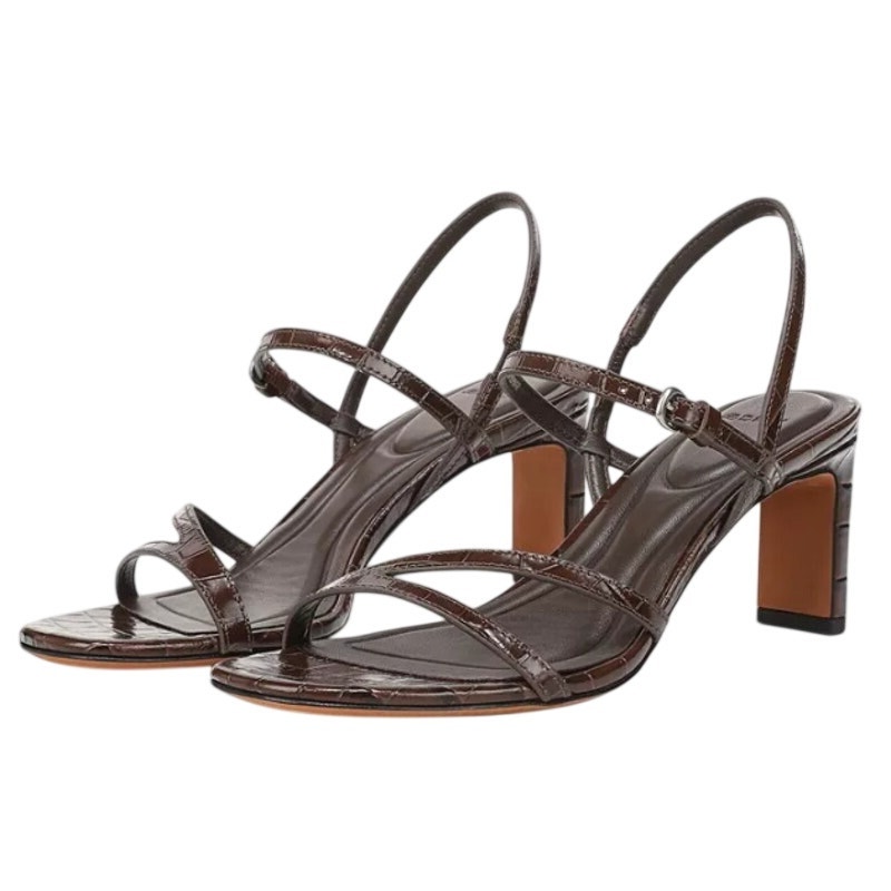 Vince Womens Marcela Heeled Sandals Us 9 M Eu 40 Brown Leather Croc-Embossed Nib